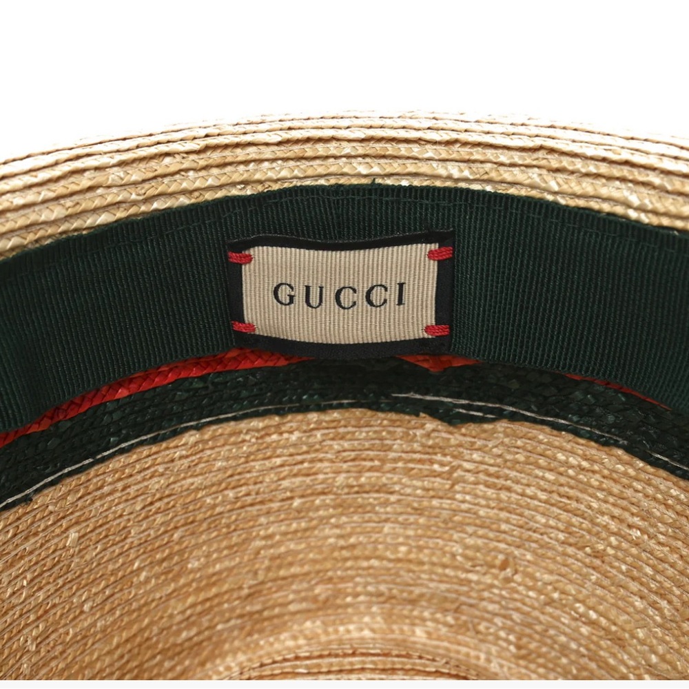 Gucci Straw Fedora with Green and Red Band - Picture 5 of 6